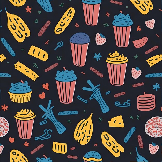 Photo random fast food seamless pattern design