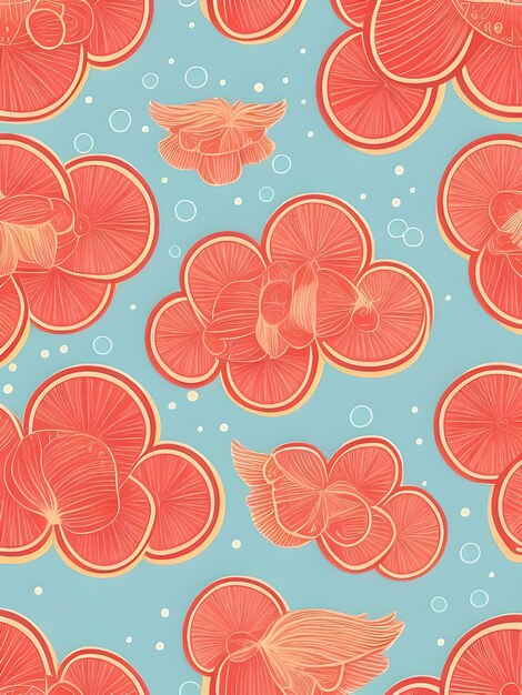 random item material fruit shape lines paint seamless pattern illustrated and digitally drawn