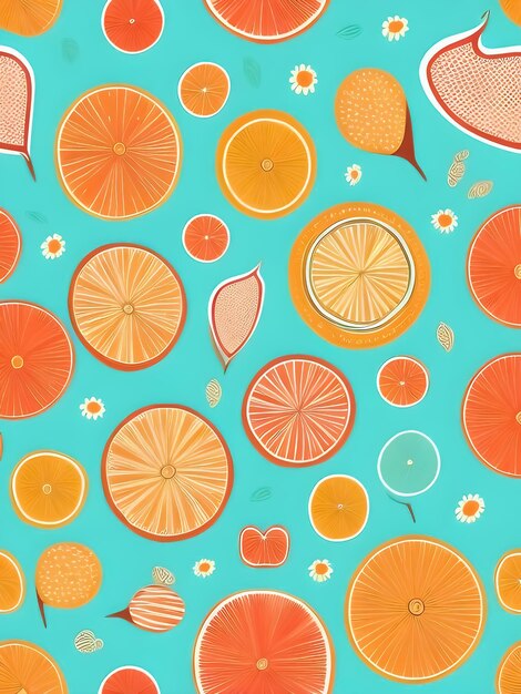 random item material fruit shape lines paint seamless pattern illustrated and digitally drawn