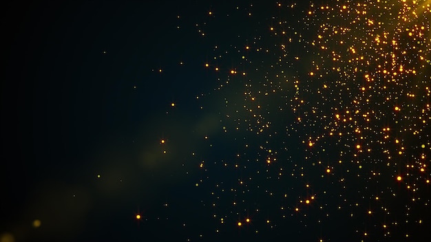 Random small particles 3d rendering of gold dust Computer generated backdrop