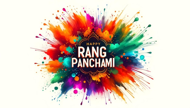 Rang panchami banner illustration with colorful paint splatters