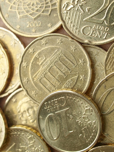 Range of Euro coins useful as a background