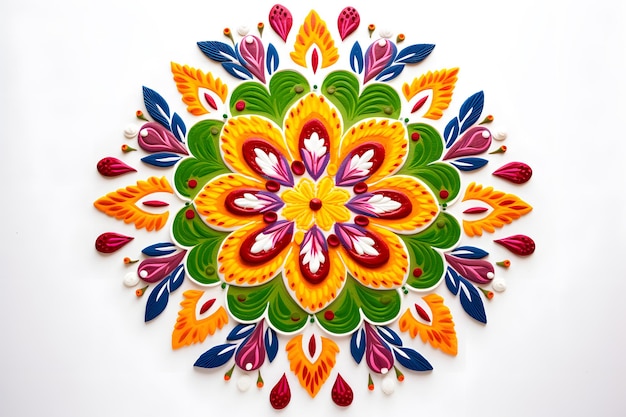 rangoli-ontwerp met levendige kleurenpatroonachtergrond