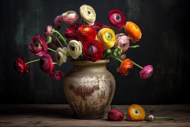 Foto ranunculus in un vaso