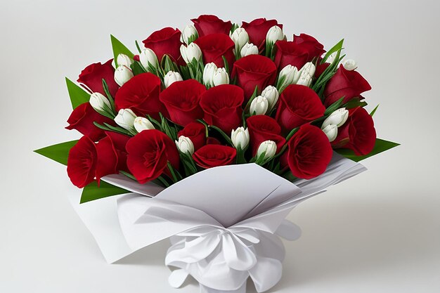 Ranunkulyus bouquet of red flowers on a white