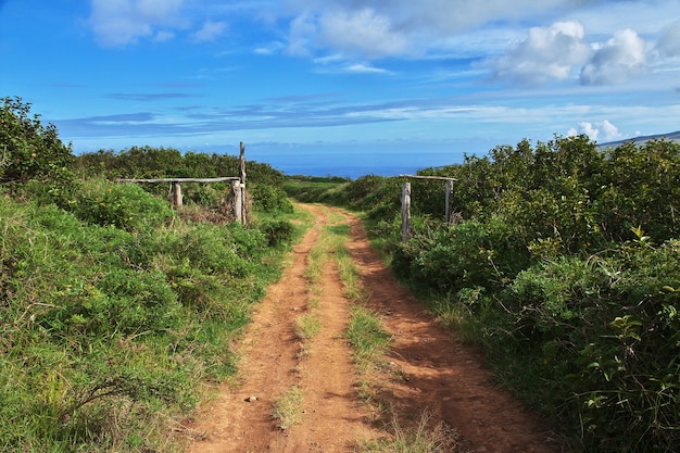 Rapa Nui. road on Easter Island, Chile