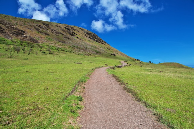 Photo rapa nui. the road to rano raraku on easter island, chile