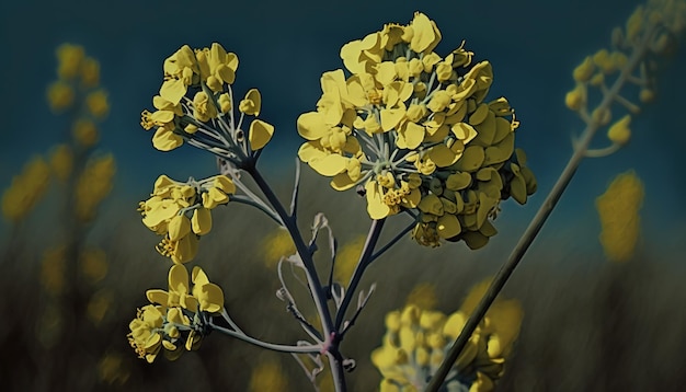 Rapeseed a summer blooming plant with bright yellow flowers