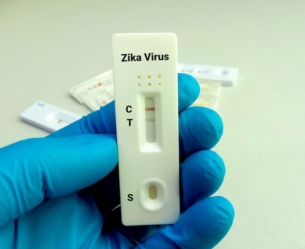 Rapid screening test for Zika virus testing showing positive result