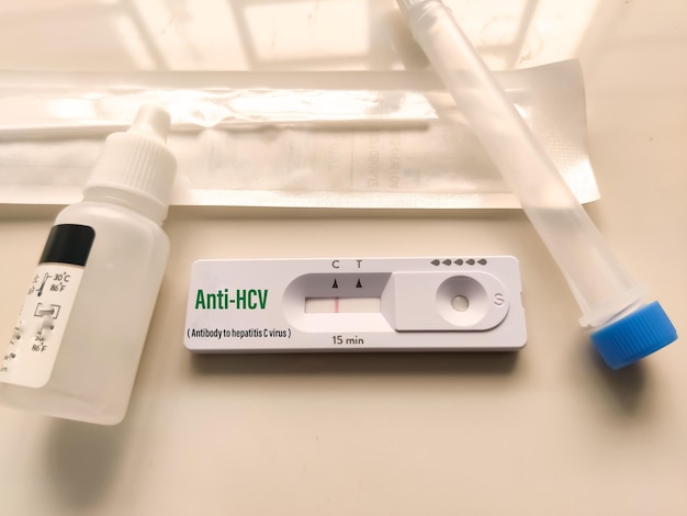 Rapid test cassette for Anti HCV (Hepatitis c Virus antibodies) testing at medical laboratory. HBsAg