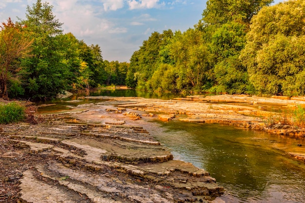 Rapids on a quiet forest river