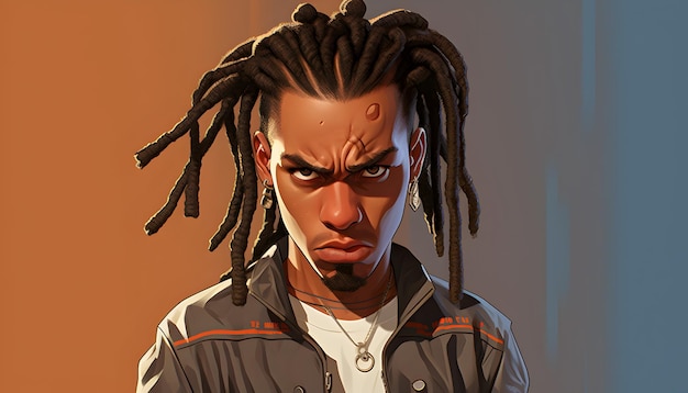 Photo rapper man black african man hair cartoon