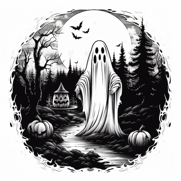 Foto raro fantasma di halloween disegnato a mano