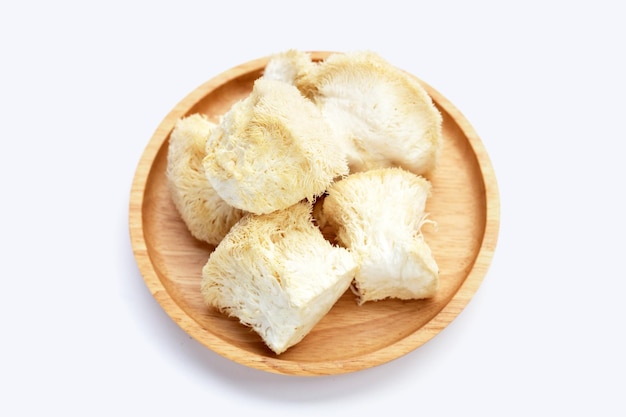 Rare Lions mane mushroom on white background