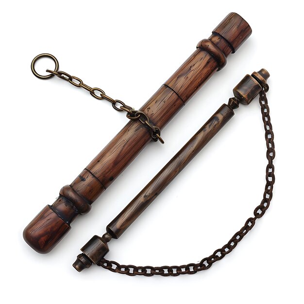 Photo rare nunchaku of rosewood with a handle that is both durable game asset 3d isolated design concept