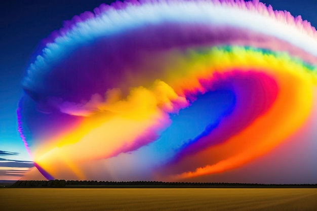 Rare phenomenon cloudscape circumhorizontal arc fire rainbow