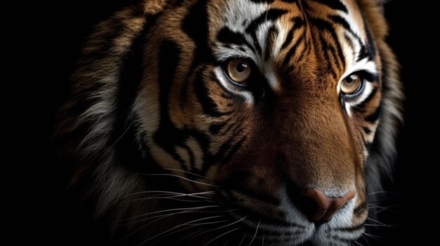 rare tiger subspecies that inhabits Closeup detail portrait of tiger Beautiful face of tiger