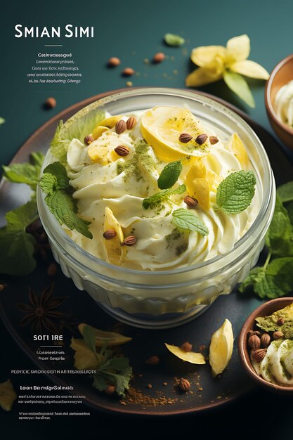 Десерт Расмалай с молоком и кардамоном Сливочный и нежный Макет кулинарной культуры Индии Веб-сайт