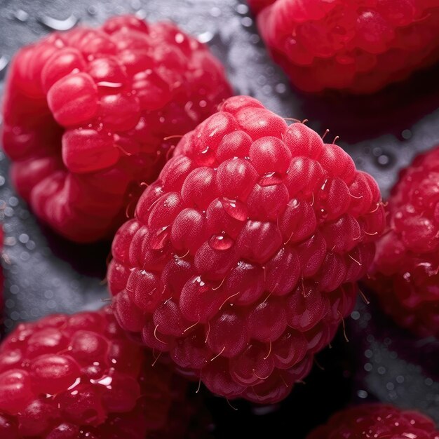 Raspberries being splashed with liquid