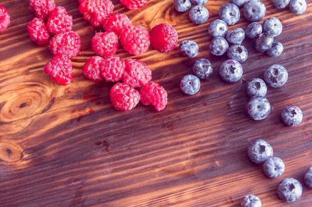 Raspberries and blueberries 