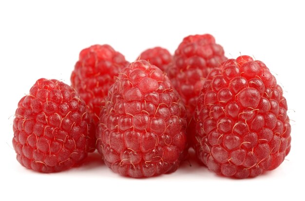 Raspberries close up detail isolated