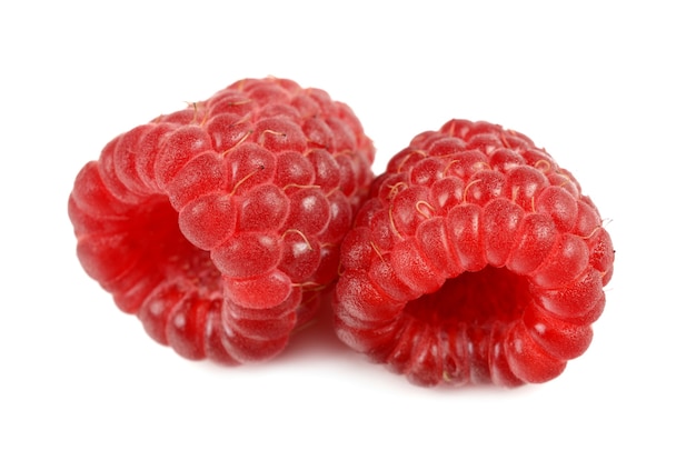 Raspberries close up detail isolated