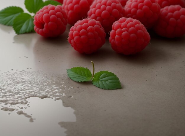 Raspberries on a concrete countertop