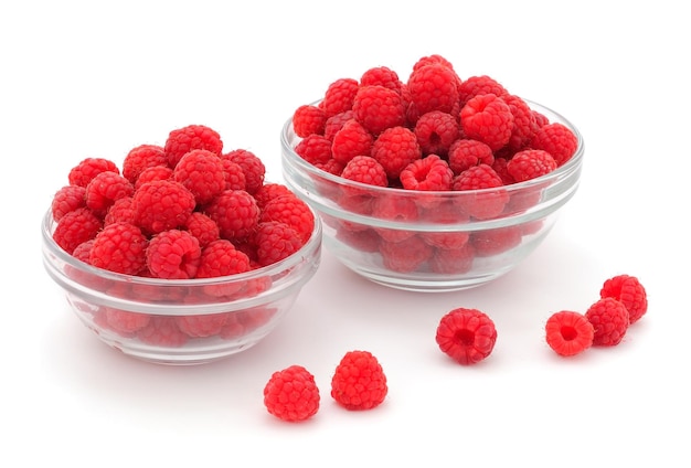 Raspberries in a glass bowls