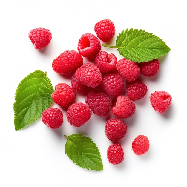 Raspberries isolated on black background