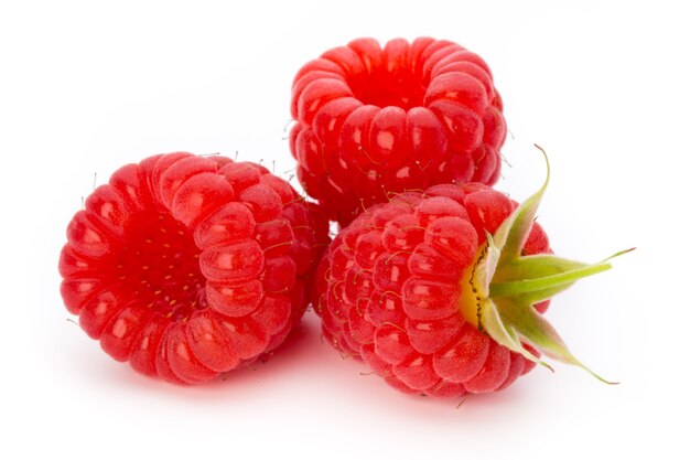 Raspberries isolated on white background.