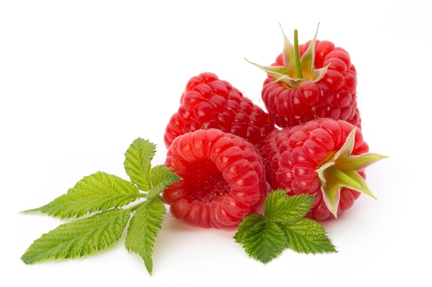 Raspberries isolated on white background.