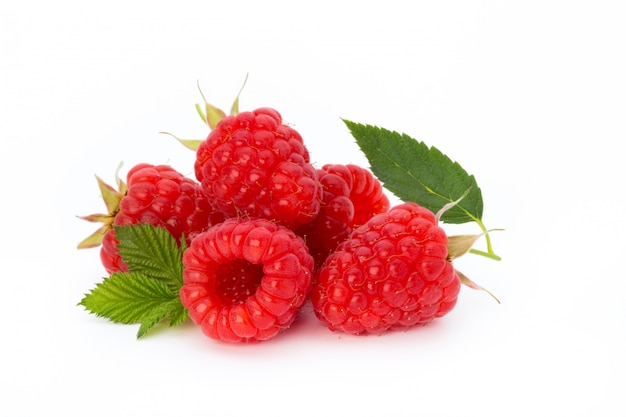 Raspberries isolated on white background