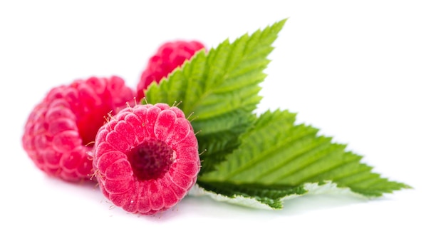 Raspberries isolated on white