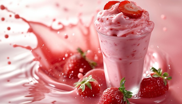 Photo raspberries milkshakes strawberry shake raspberry milkshake