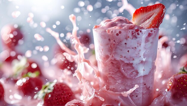 Photo raspberries milkshakes strawberry shake raspberry milkshake