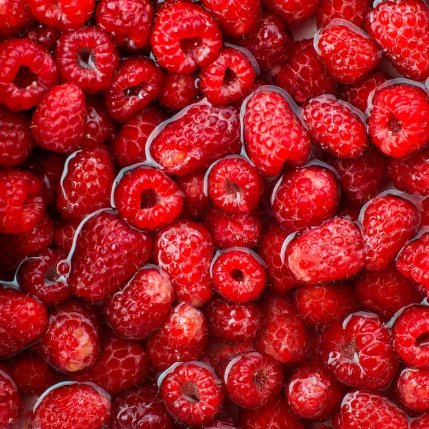 Raspberries in water