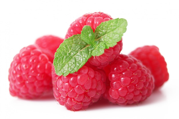 Raspberries on white 