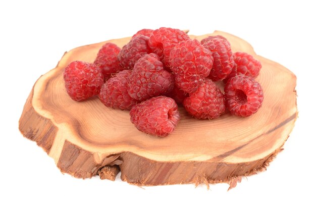 Raspberries on white