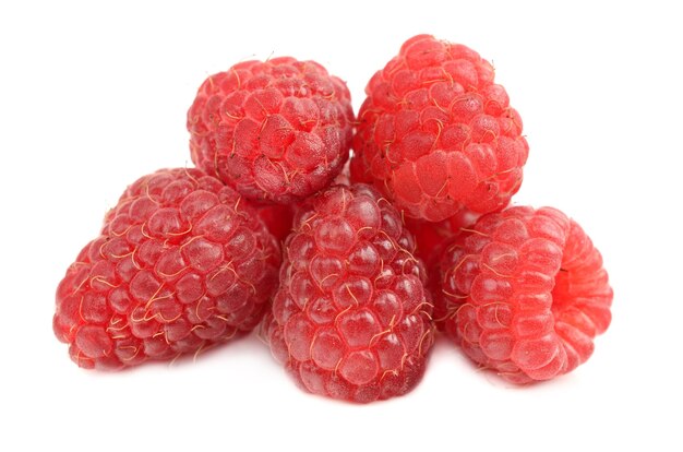 Raspberries on white