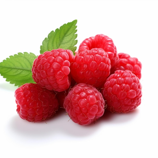 Raspberries with white background high quality ultr