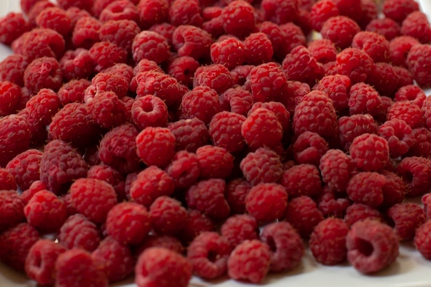 Photo raspberry background fresh red berries of ripe raspberries