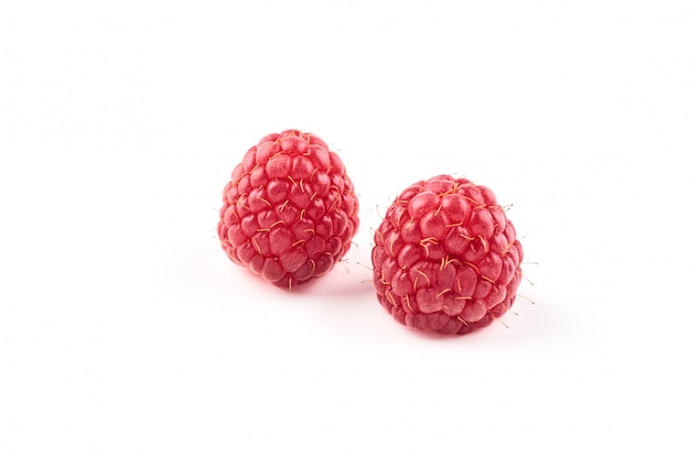 Raspberry berries on white isolated