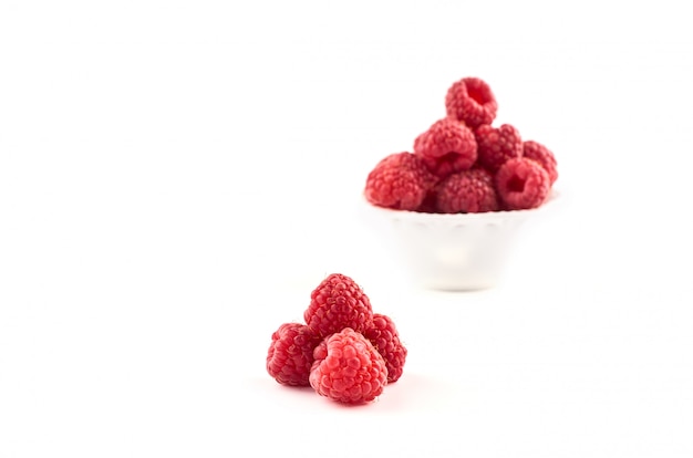 Raspberry berries on white isolated