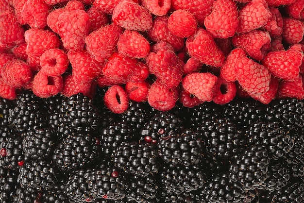 Raspberry and blueberry as a background.