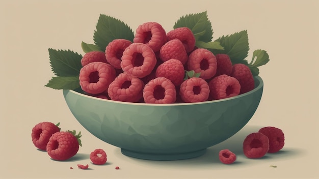 Raspberry in bowl illustration