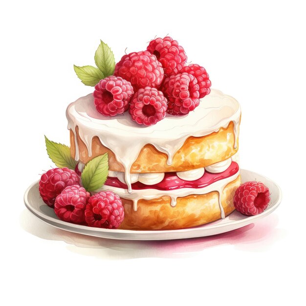 Raspberry cake clipart geïsoleerd op witte achtergrond
