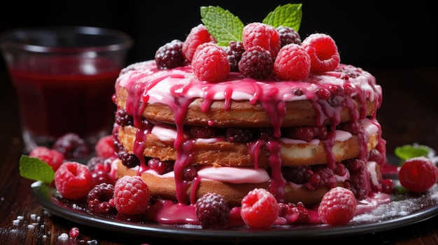 raspberry cake professional photography Generative Ai