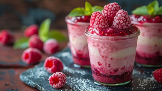 Raspberry Cheesecake in a Jar With a Spoon