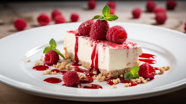 Photo raspberry cheesecake on a plate