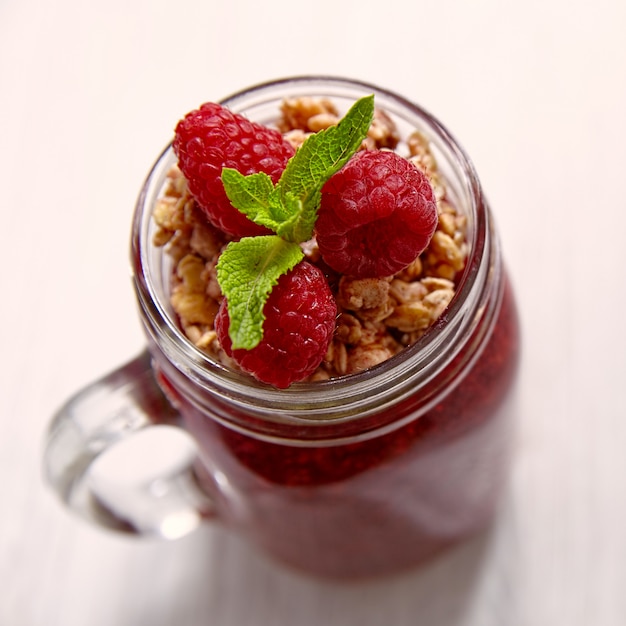 Raspberry chia seed pudding